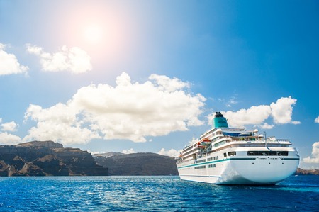 45368323 - big cruise liners near the greek islands. santorini island, greece