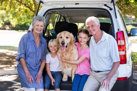44851848 - grandparents going on road trip with grandchildren on a sunny day