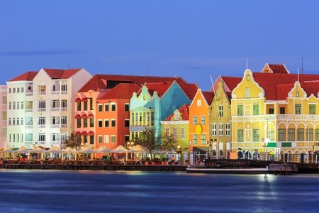 34273549 - view of downtown willemstad at twilight. curacao, netherlands antilles